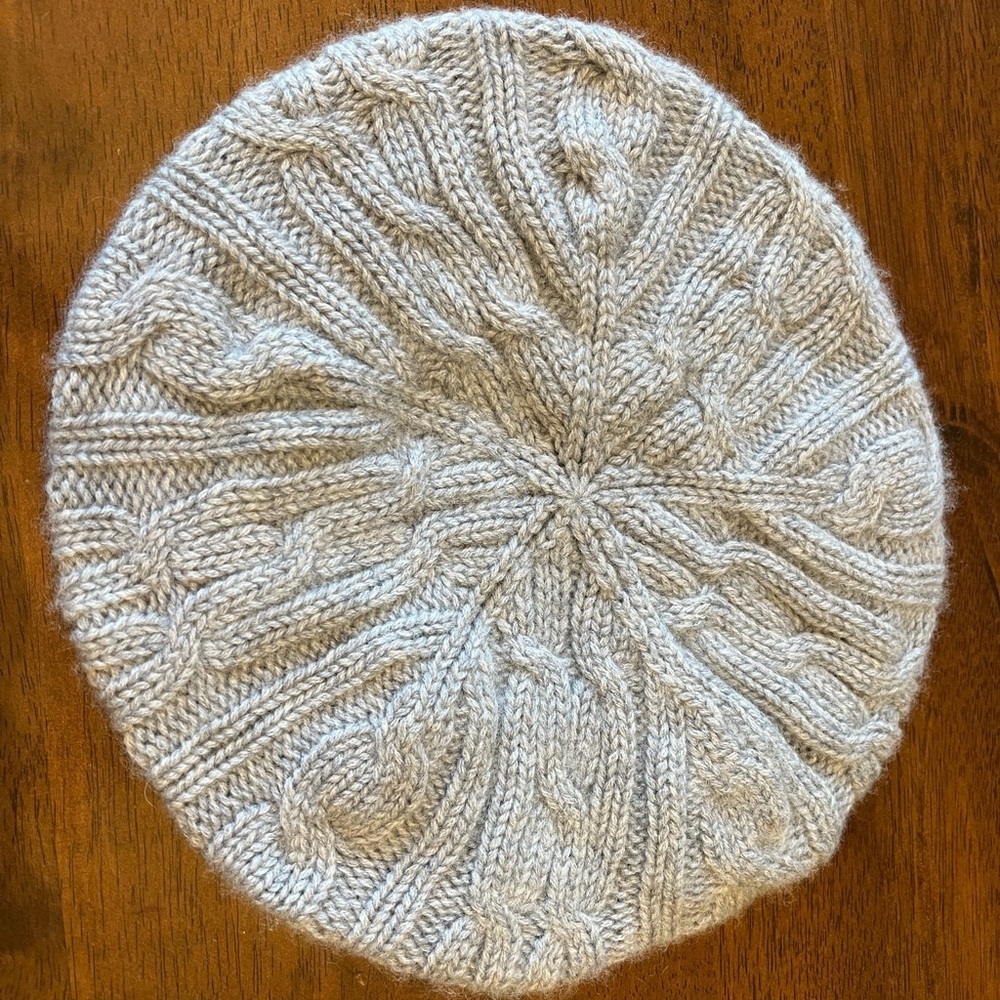 Ann Taylor Wool Cashmere Knit Beret One Size Gray Cable Knit